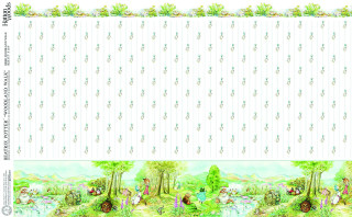 Forest drawing trees animals water - fine foliage lace free wallpaper