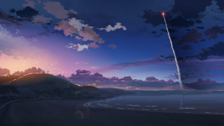 Sunset rocket flying sky clouds 2 - a rocket free wallpaper