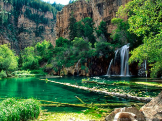 Waterfall river green water rocks 5 - green water free wallpaper