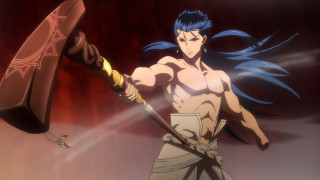 Man blue hair sword shield - his other hand free wallpaper