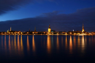 City skyline night lights reflection 10 - erlund hudson free wallpaper