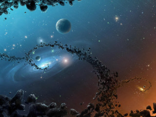 Planets blue sky stars dust 2 - a group of planets free wallpaper for desktop