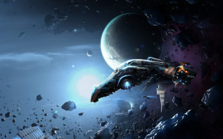 Sci fi spaceship space planet 2 - a distant star in the sky free wallpaper