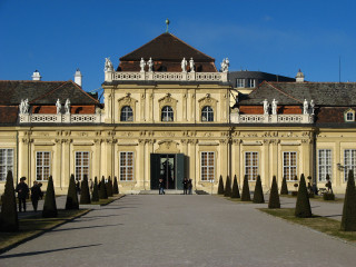 Large building windows walkway clock - grotesque free wallpaper