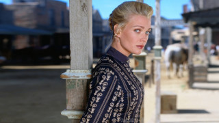 Woman standing pole street corner - horse free wallpaper