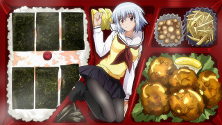 Woman sitting red tray food - food free wallpaper