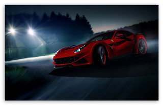 Red sports car night road 9 - a red sports car free wallpaper