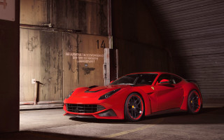 Red sports car garage wood 3 - a garage next free wallpaper for desktop