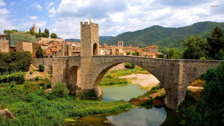 Bridge river castle town mountains - arthur b. carles free wallpaper