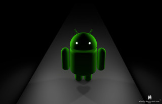 Green android character dark spotlight - the floor behind free wallpaper