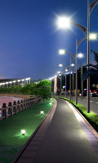 Night street lights bench side - a bench free wallpaper for mobile