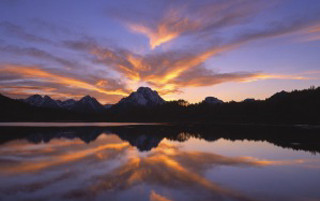Lake mountain sunset sky clouds - photograph free wallpaper for desktop