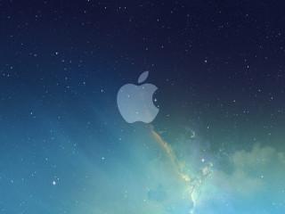 Apple logo blue background stars 6 - abstract expressionism free wallpaper for desktop
