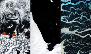 Snowy black white mountain red - fractal free wallpaper for desktop