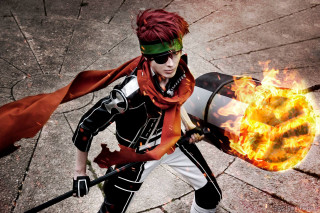 Man costume fire barrel sword - cosplay free wallpaper for desktop