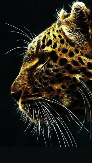 Leopard closeup black background yellow 4 - the side free wallpaper for mobile