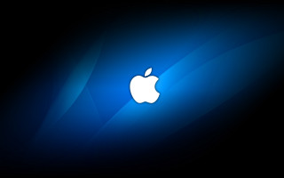 Blue apple logo black background 3 - computer art free wallpaper