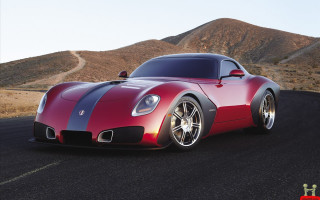 Red sports car desert road 8 - a road in the desert free wallpaper