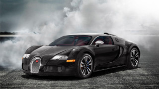 Black bugatti smoke back end 2 - a black bugatti car free wallpaper