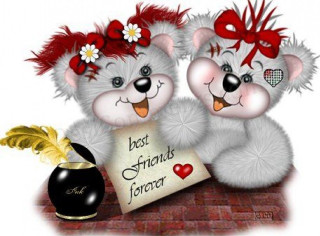 Teddy bears holding sign vase - a heart free wallpaper