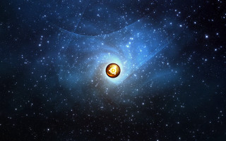 Yellow object blue space stars - star and dust free wallpaper