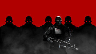 People guns red background silhouettes - a line free wallpaper