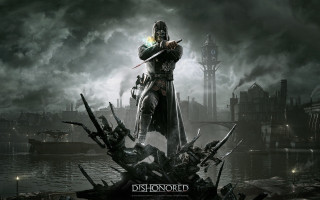Man black outfit sword city - a sword in front free wallpaper