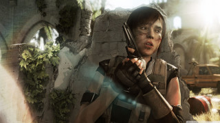 Woman holding gun resident zero - a stone wall free wallpaper for desktop