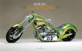 Green gold custom motorcycle razor - airbrush free wallpaper