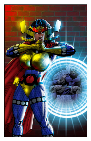 Woman costume sword brick wall - giantess art free wallpaper for mobile