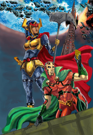 Two boys armor hammer giant - benjamin marra free wallpaper for mobile