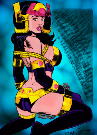 Woman costume gun helmet drawing - benjamin marra free wallpaper for mobile