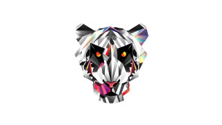 Colorful tiger head holography vector - pattern free wallpaper