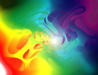 Rainbow swirls light shining center - volumetric free wallpaper