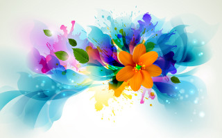 Colorful flower paint splatters petals - a colorful flower free wallpaper