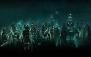 City night lights smoke buildings - harlem renaissance free wallpaper