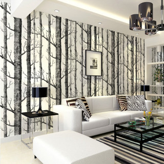 Living room white couch tree - free forest wallpaper for tablet
