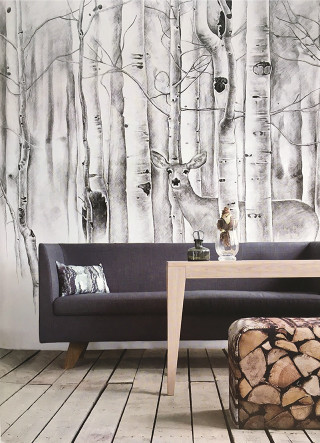 Living room couch forest mural - a living room free wallpaper for mobile