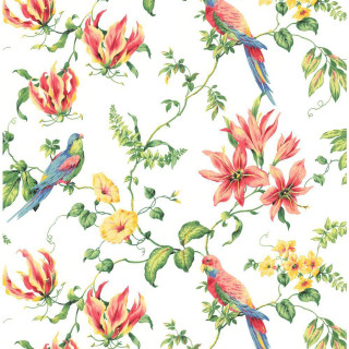 Colorful bird flower pattern white - green leaf and flowers free wallpaper for tablet