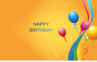 Birthday card balloons streamers yellow 2 - a birthday card free wallpaper