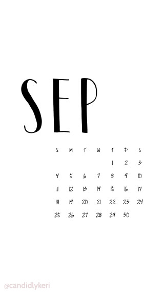 Calendar sep black ink white - llustration free wallpaper for mobile