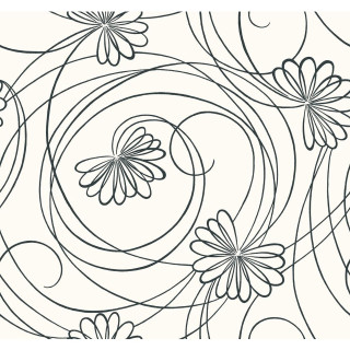Black white drawing flowers swirls - vector curve free wallpaper for tablet