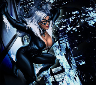 Woman cat suit mask city - free cyberpunk wallpaper for tablet