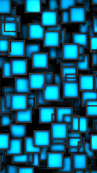 Blue background squares rectangles pattern 3 - black background free wallpaper for mobile