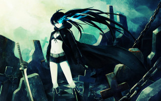 Woman long hair graveyard sword - a black cape free wallpaper