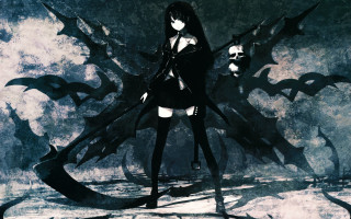 Woman black dress demon wings - costume free wallpaper