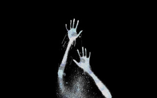 Hands reaching up catch air - kinetic pointillism free wallpaper