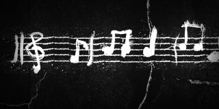 Music note black white cinematic - chalk art free wallpaper