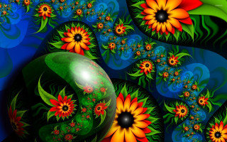 Computer mouse flower surface blue - psychedelic art free wallpaper