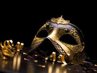 Black gold mask ribbon bow - mask free wallpaper